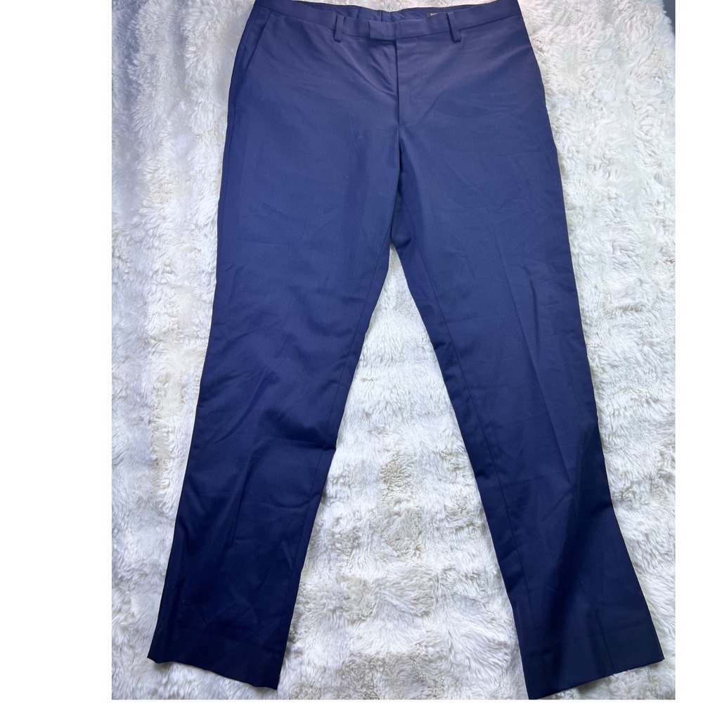Banana Republic Mens Slim Fit Navy Blue Super 120s Wool Dress Pants 32x30. A40
